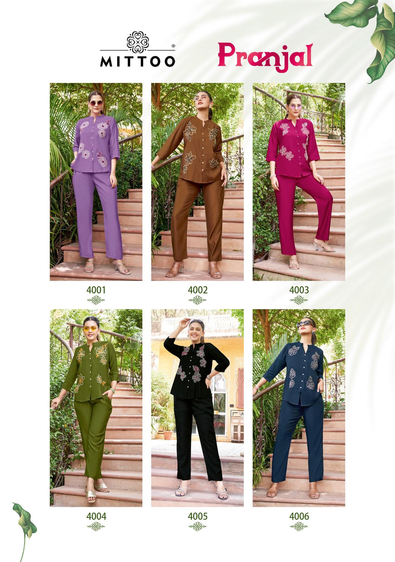 Mittoo Pranjal catalog co ord sets manufacturers in india