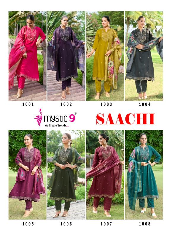 Mystic 9 Saachi vol 1 catalog designer kurtis low price wholesale prices in surat