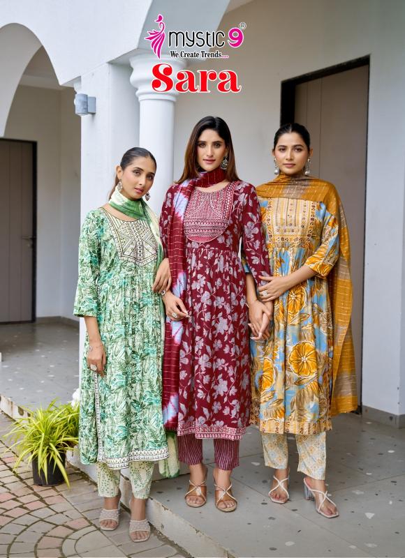 Mystic 9 Sara Vol-18 – Nyra Cut Kurti Pant With Dupatta - Wholesale Catalog