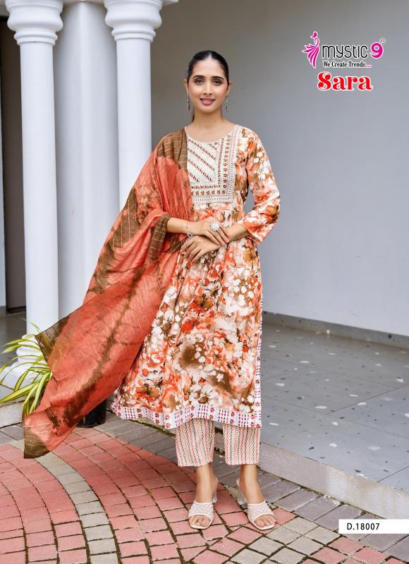 Mystic 9 Sara Vol-18 – Nyra Cut Kurti Pant With Dupatta - Wholesale Catalog