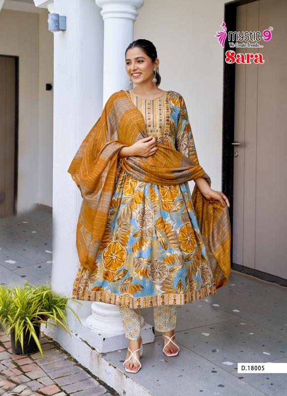 Mystic 9 Sara Vol-18 – Nyra Cut Kurti Pant With Dupatta - Wholesale Catalog