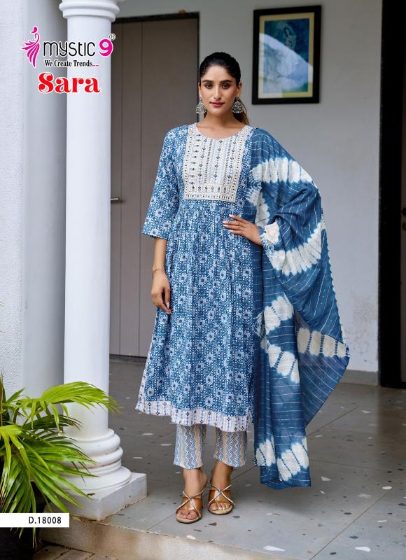 Mystic 9 Sara Vol-18 – Nyra Cut Kurti Pant With Dupatta - Wholesale Catalog