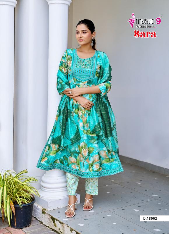 Mystic 9 Sara Vol-18 – Nyra Cut Kurti Pant With Dupatta - Wholesale Catalog