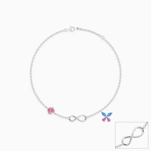 Nitya Silver Blue Butterfly Infinity Anklet