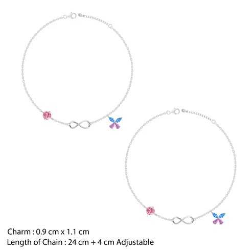 Nitya Silver Blue Butterfly Infinity Anklet