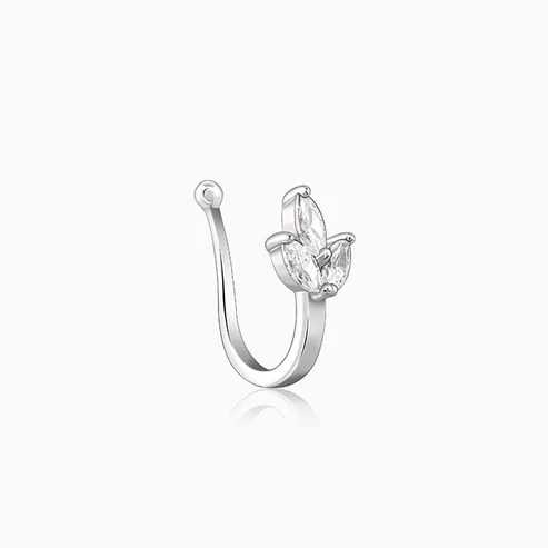 Nitya Silver Leafy Elegant Nose Pin