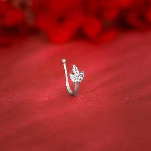 Nitya Silver Leafy Elegant Nose Pin