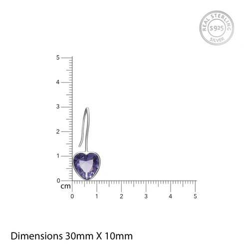 Nitya Silver Ornate Purple Heart Earrings 