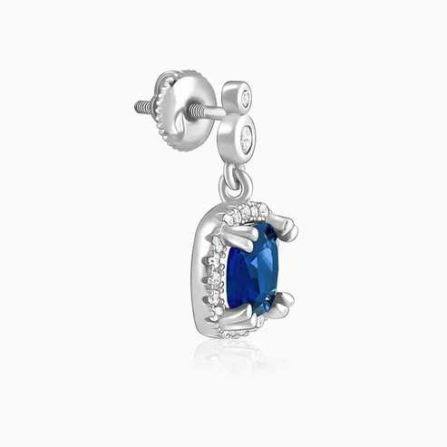 Nitya Silver Sapphire Blue Halo Earrings 