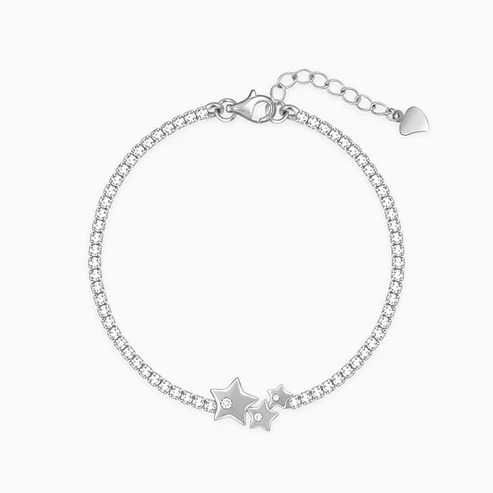 Nitya Silver Triple Star Tennis Bracelet