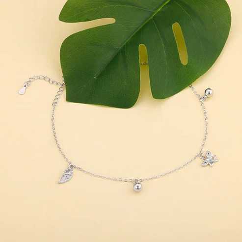 Nitya Silver Zircon Charm Anklet