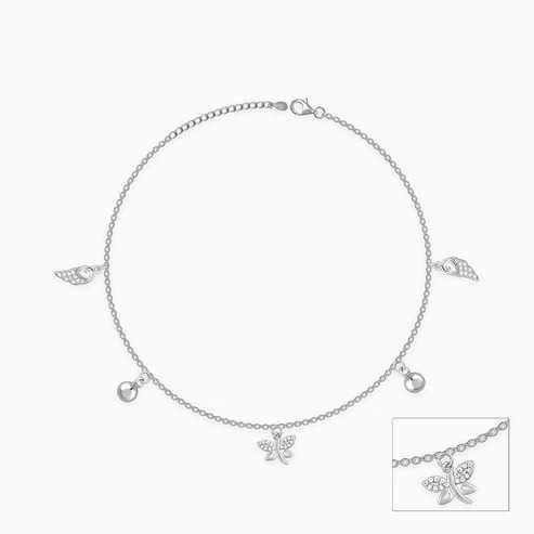 Nitya Silver Zircon Charm Anklet