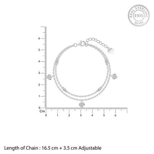Nitya Silver Zircon Heart Charm Bracelet