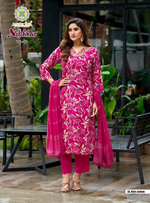 Passion Tree Nikhaar Vol 3 Catalog kurti fabric in surat