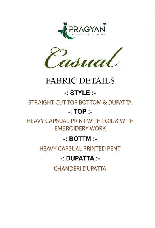 Pragyan Casual vol 1 catalog kurti manufacturer in surat