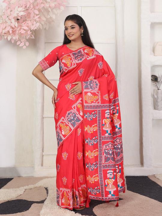 RANGMANCH by Astita fancy designer  SILK fabric saree wholesale with Fancy latkan 