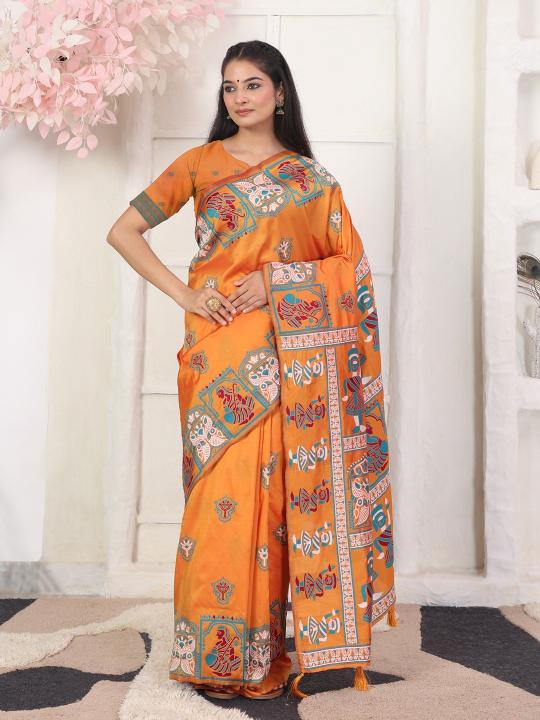 RANGMANCH by Astita fancy designer  SILK fabric saree wholesale with Fancy latkan 