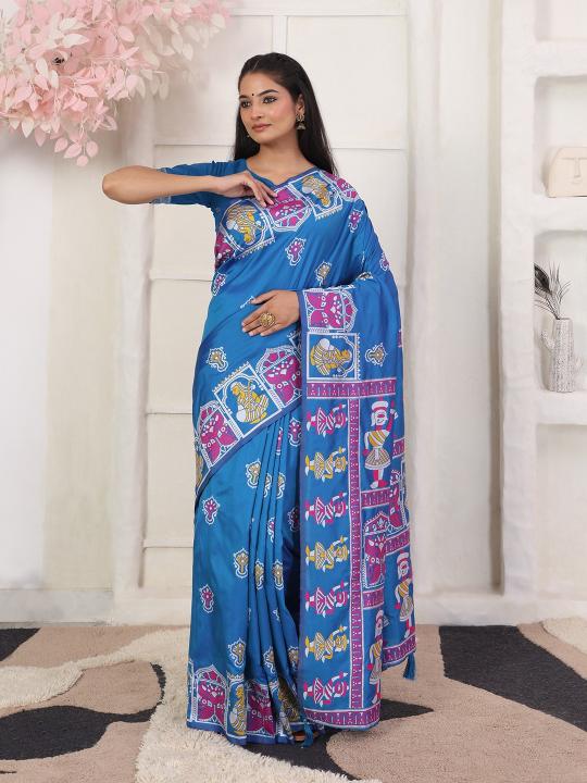 RANGMANCH by Astita fancy designer  SILK fabric saree wholesale with Fancy latkan 