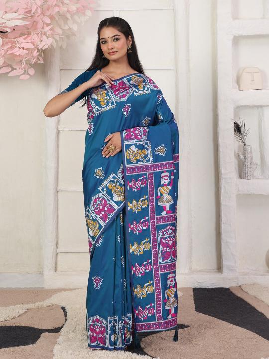 RANGMANCH by Astita fancy designer  SILK fabric saree wholesale with Fancy latkan 