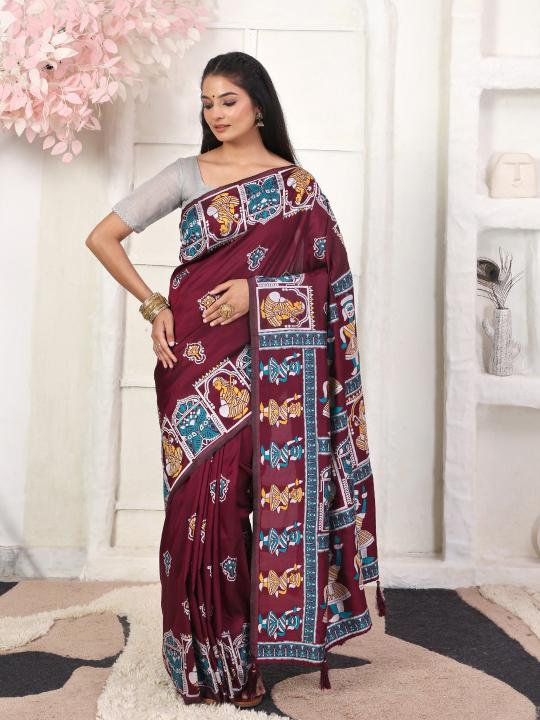 RANGMANCH by Astita fancy designer  SILK fabric saree wholesale with Fancy latkan 