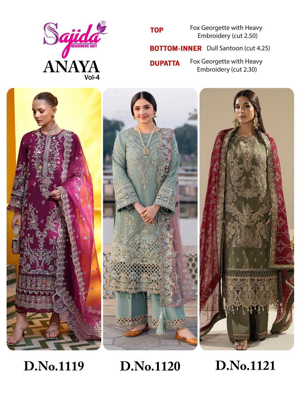 Sajida Anaya Vol 4 catalog wholesale pakistani suits new delhi