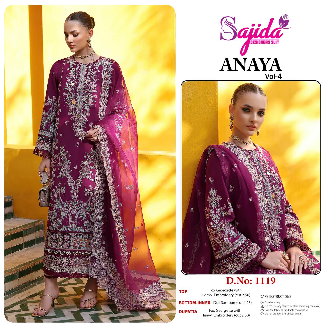 Sajida Anaya Vol 4 catalog wholesale pakistani suits new delhi