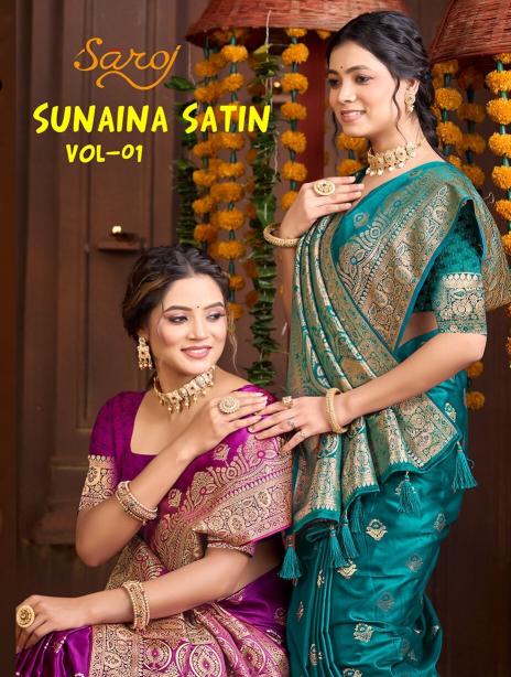 Saroj Sunaina satin vol.1 Satin silk saree in surat with price wholesale