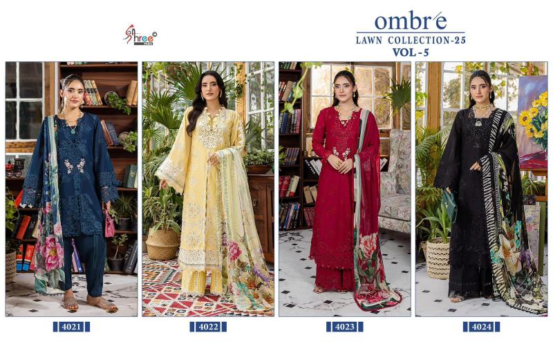 Shree Fabs Ombre Lawn Collection Vol 5 catalog Chiffon Dupatta pakistani wholesale suits on approval