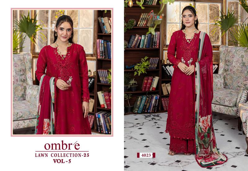 Shree Fabs Ombre Lawn Collection Vol 5 catalog Chiffon Dupatta pakistani wholesale suits on approval
