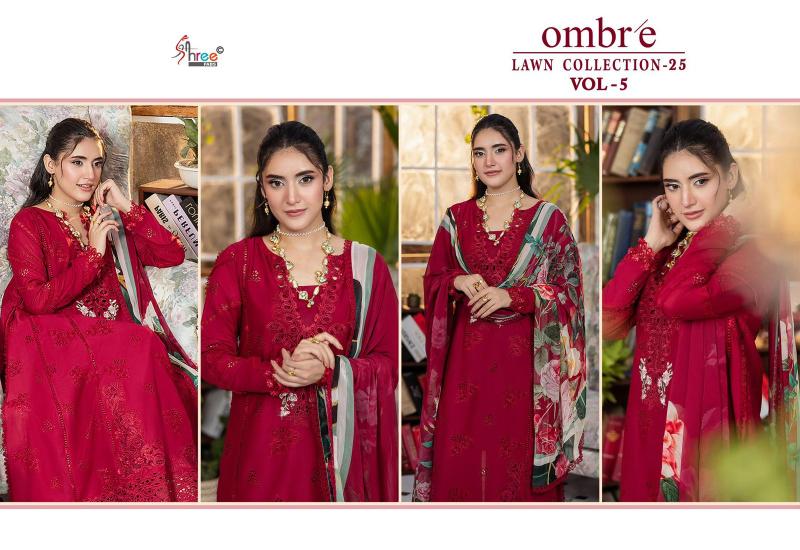 Shree Fabs Ombre Lawn Collection Vol 5 catalog Cotton Duppatta pakistani wholesale suits in allahabad