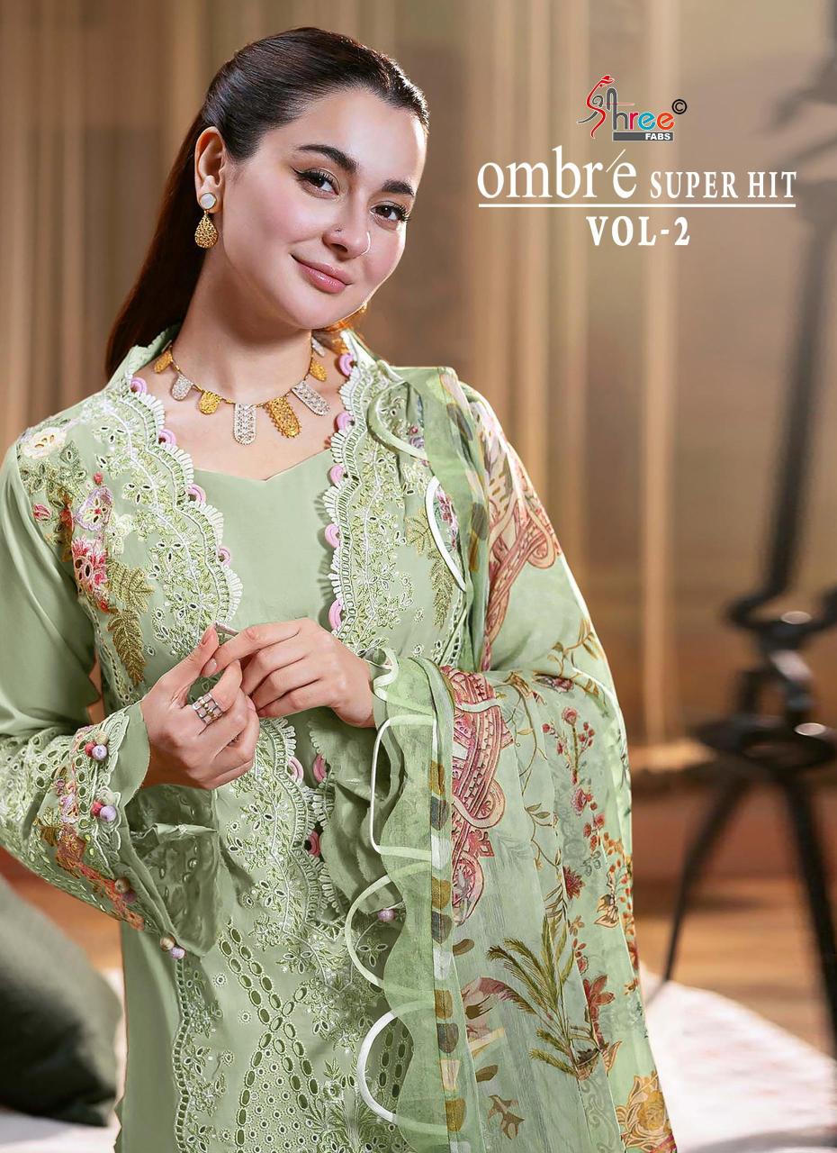 Shree Fabs Ombre Super Hit Vol 2 catalog chiffon Duppatta wholesale pakistani suits in kashmir
