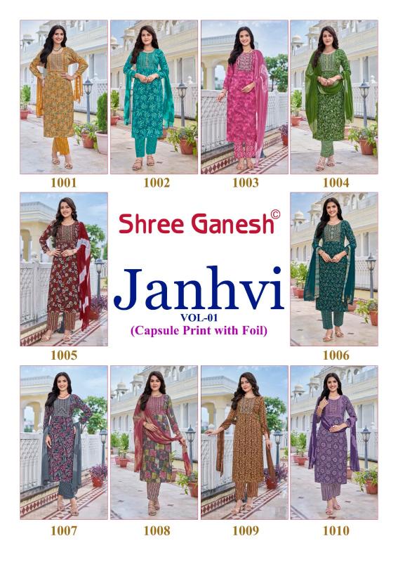 Shree Ganesh Janhvi Vol-1 – Kurti Pant With Dupatta - Wholesale Catalog