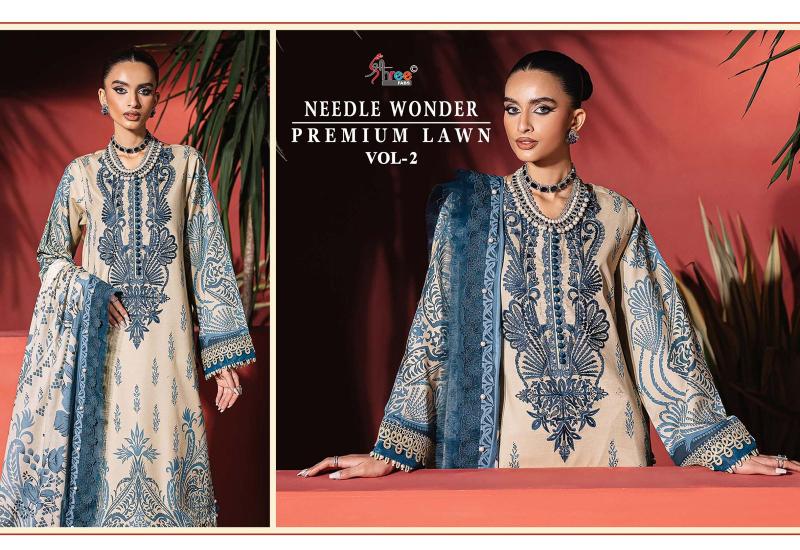 Shree Needle wonder premium lawn vol 2 Catalog Cotton Duppatta wholesale pakistani suites
