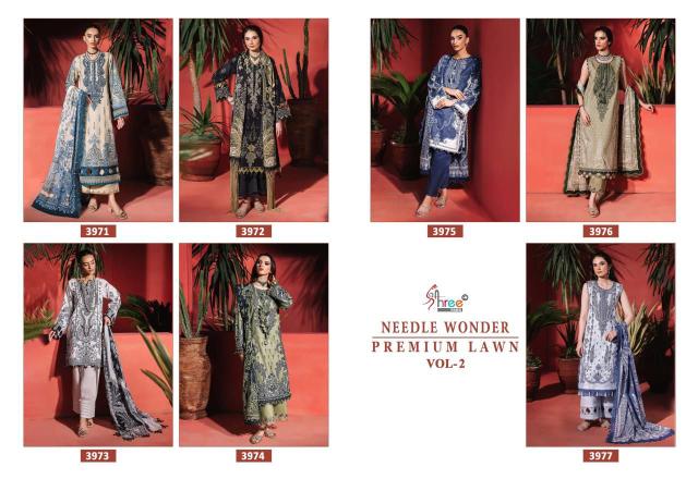 Shree Needle wonder premium lawn vol 2 Catalog Cotton Duppatta wholesale pakistani suites