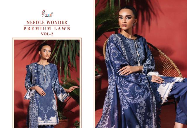 Shree Needle wonder premium lawn vol 2 Catalog Cotton Duppatta wholesale pakistani suites