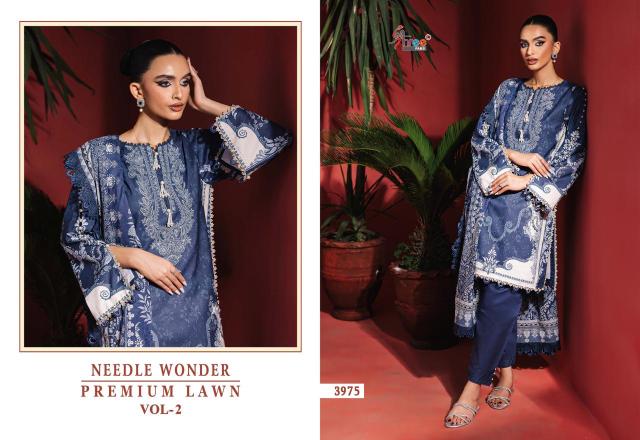 Shree Needle wonder premium lawn vol 2 Catalog Cotton Duppatta wholesale pakistani suites