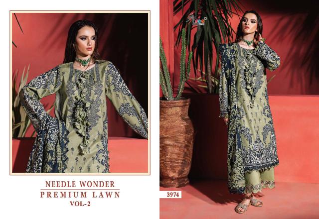 Shree Needle wonder premium lawn vol 2 Catalog Cotton Duppatta wholesale pakistani suites