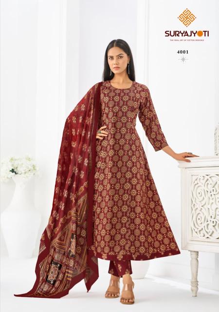 Suryajyoti Rashi Vol-4 – Anarkali Style Kurti Pant With Dupatta - Wholesale Catalog