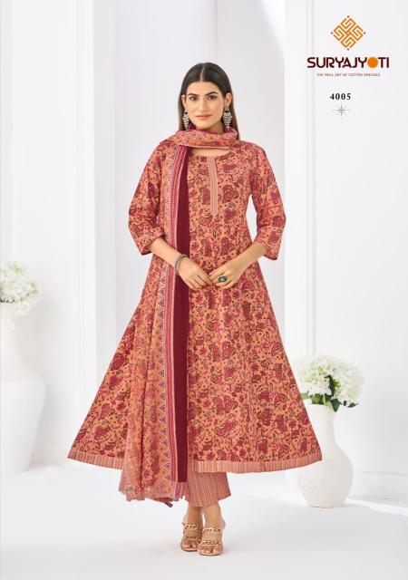 Suryajyoti Rashi Vol-4 – Anarkali Style Kurti Pant With Dupatta - Wholesale Catalog