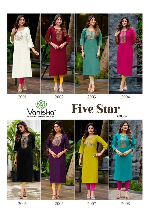 Vaniska Five Star Vol 2 Catalog kurtis manufacturing unit in surat