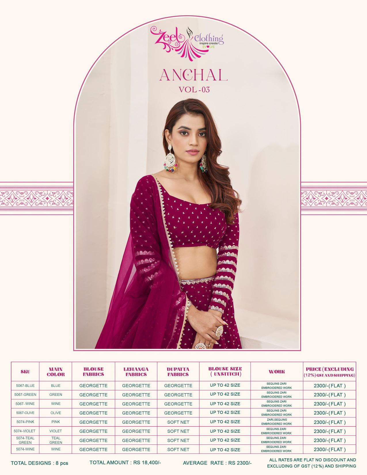 Zeel Clothing Anchal vol 3 catalog floral lehenga online india