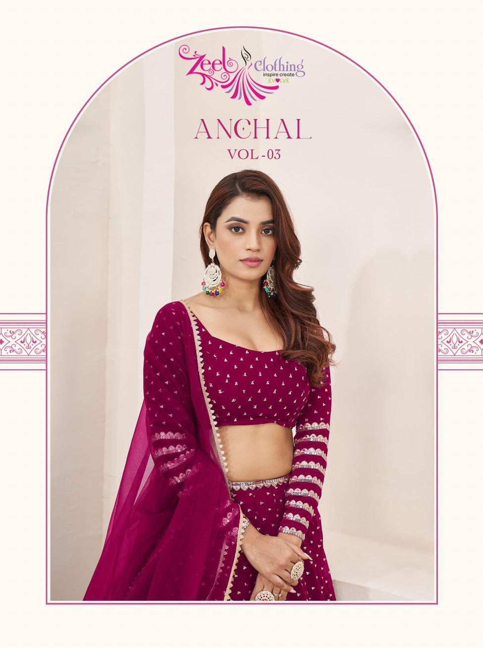 Zeel Clothing Anchal vol 3 catalog floral lehenga online india
