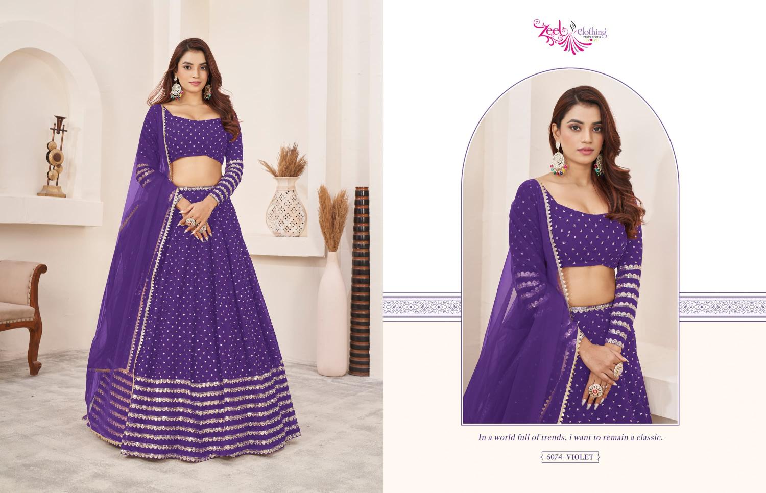 Zeel Clothing Anchal vol 3 catalog floral lehenga online india