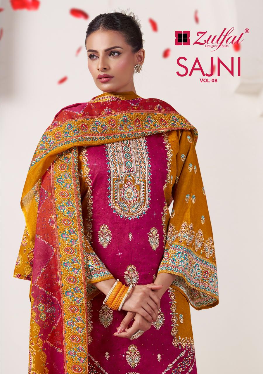 Zulfat Sajni Vol 8 wholesale party wear unstitched dress material