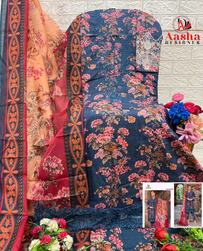 Aasha 1165 catalog Cotton Duppatta pakistani suit wholesale and lots
