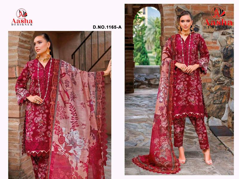 Aasha 1165 catalog Cotton Duppatta pakistani suit wholesale and lots