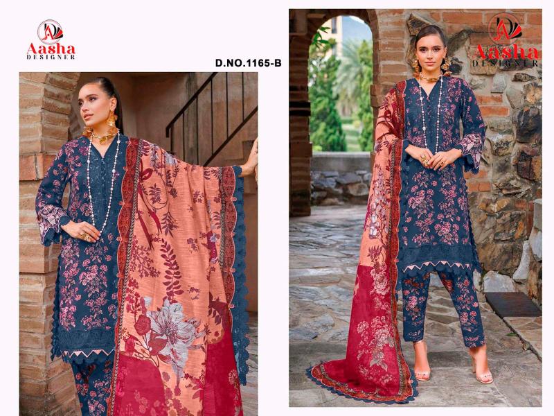 Aasha 1165 catalog Cotton Duppatta pakistani suit wholesale and lots