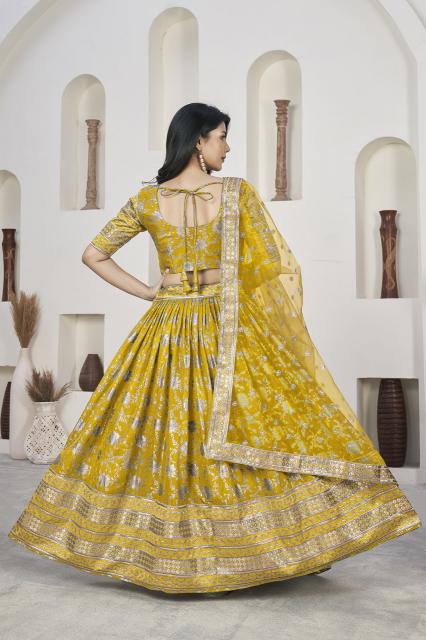 Aawiya Aalisha vol 1 Yellow 1018 catalog buy brocade lehenga online india