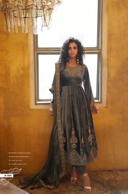Aiqa Grey & Gold catalog designer salwar kameez wholesale in kolkata
