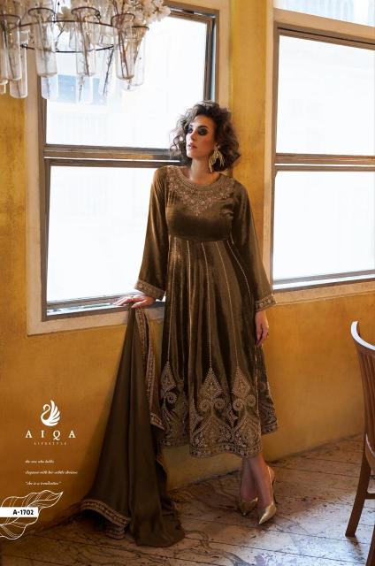 Aiqa Grey & Gold catalog designer salwar kameez wholesale in kolkata